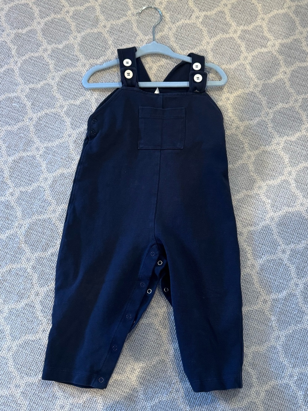 bella bliss Navy Overalls with White Button Accents